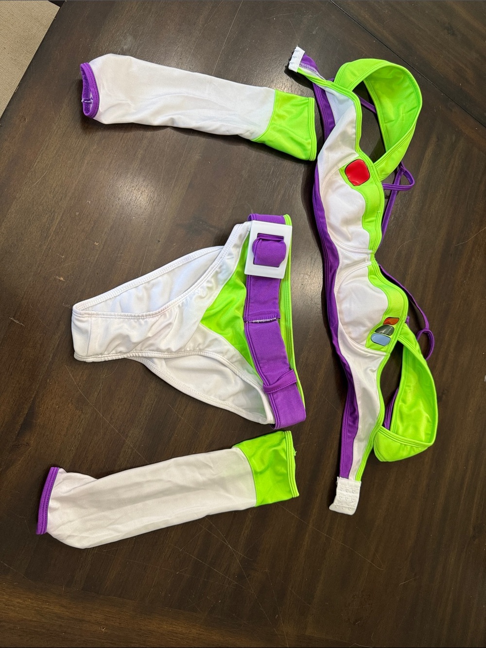 Forplay White, Neon Green & Purple Space-Inspired Bikini Set